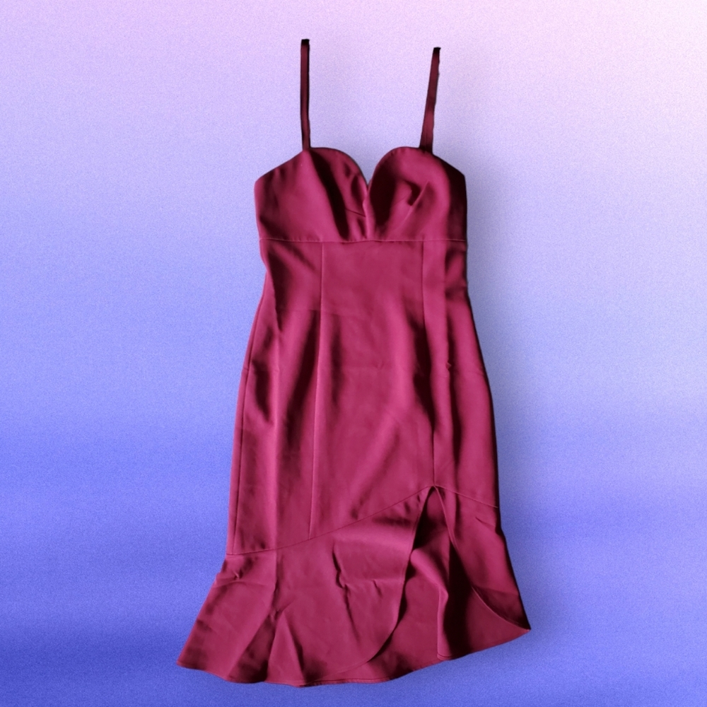 Womens Foxiedox Burgundy Dress, Adjustable Straps,  Flutter Hem, Size M NWT